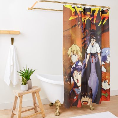 Anime Evangelion Squad Shower Curtain Official Evangelion Merch